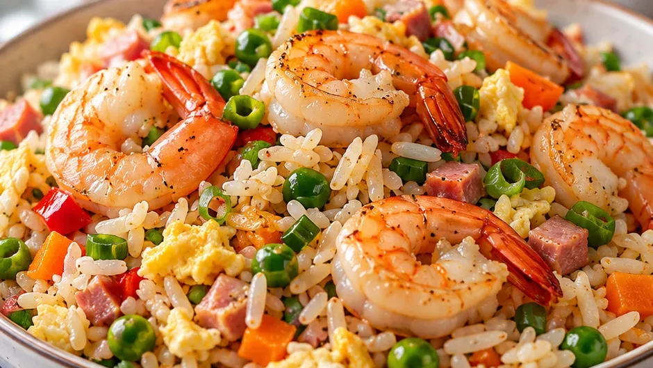 Foto de arroz Chinês com Camarão pronto para servir