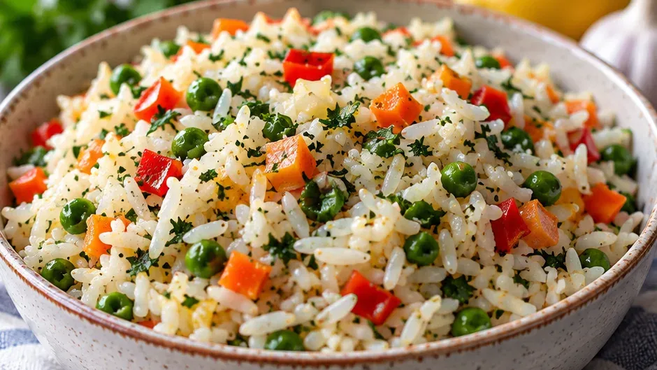 Foto de arroz Estilo Grego com Limão, Alho e Ervas Frescas pronto para servir