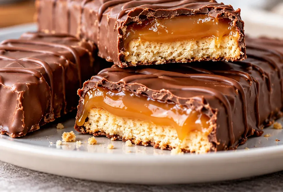 Outra foto de barrinhas de Biscoito com Caramelo e Chocolate (Estilo Twix)