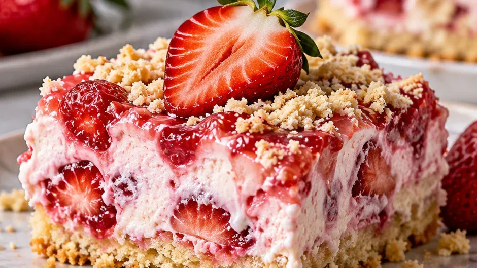 Foto de barrinhas Geladas de Bolo de Morango com Sorvete pronto para servir