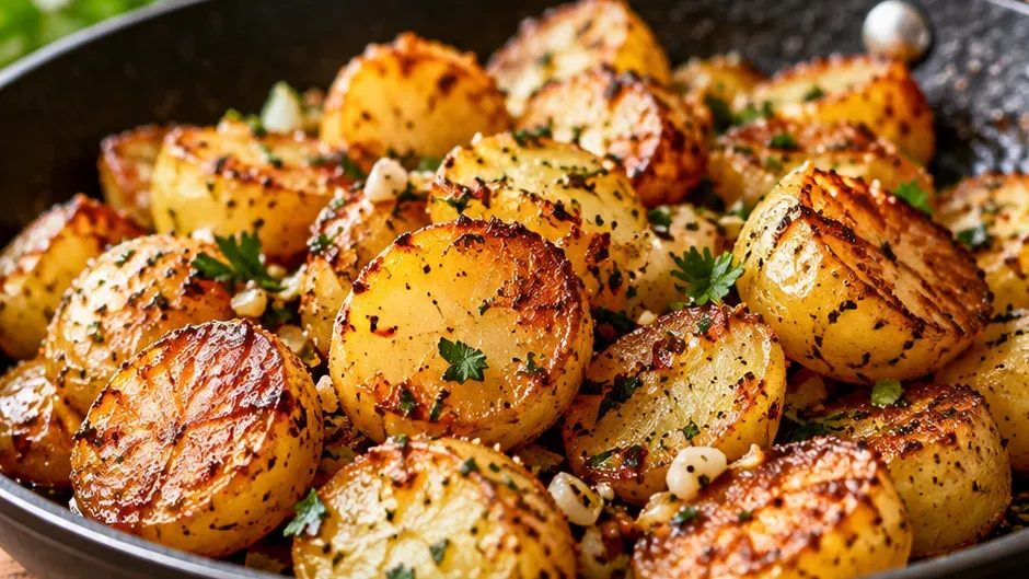 Foto de batatas Douradas na Frigideira pronto para servir