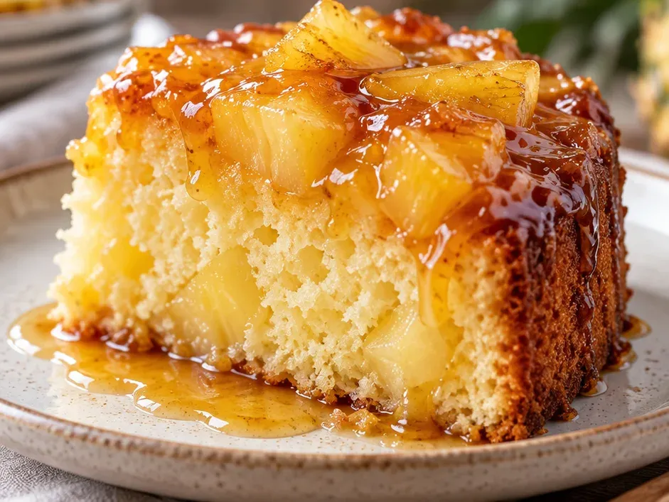 Outra foto de bolo de Abacaxi com Calda Tropical