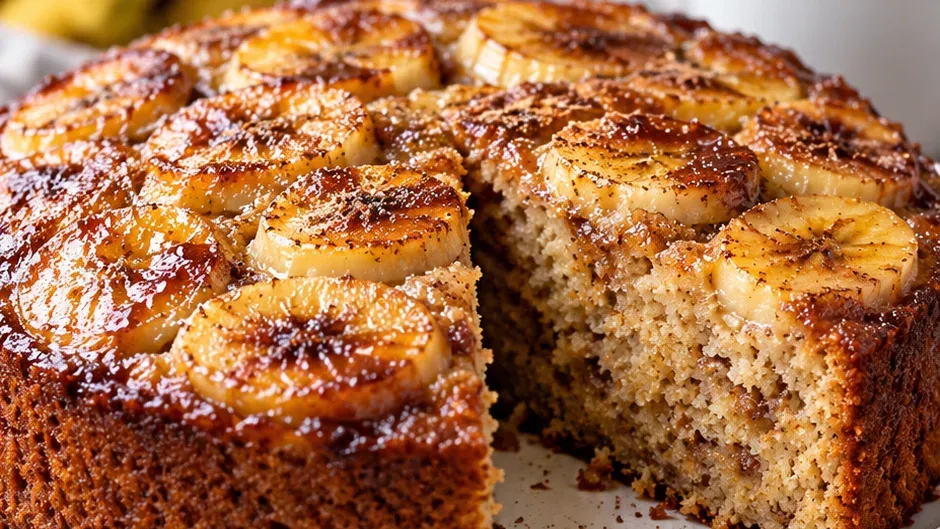 Foto de bolo de Banana com Café pronto para servir