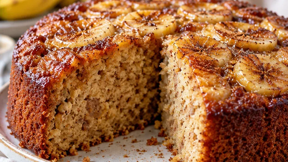 Foto de bolo de Banana com Cravo e Noz-Moscada pronto para servir