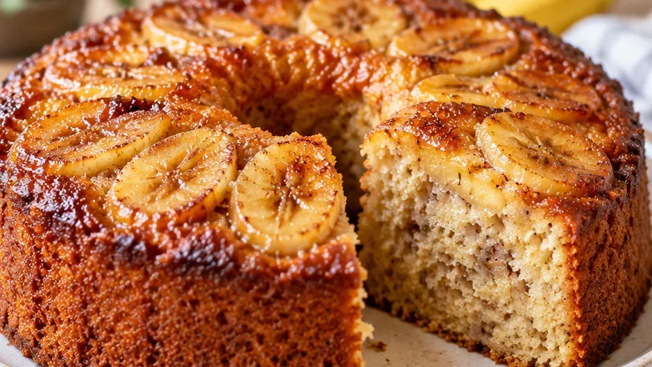 Foto de bolo de Banana Fácil para Iniciantes pronto para servir