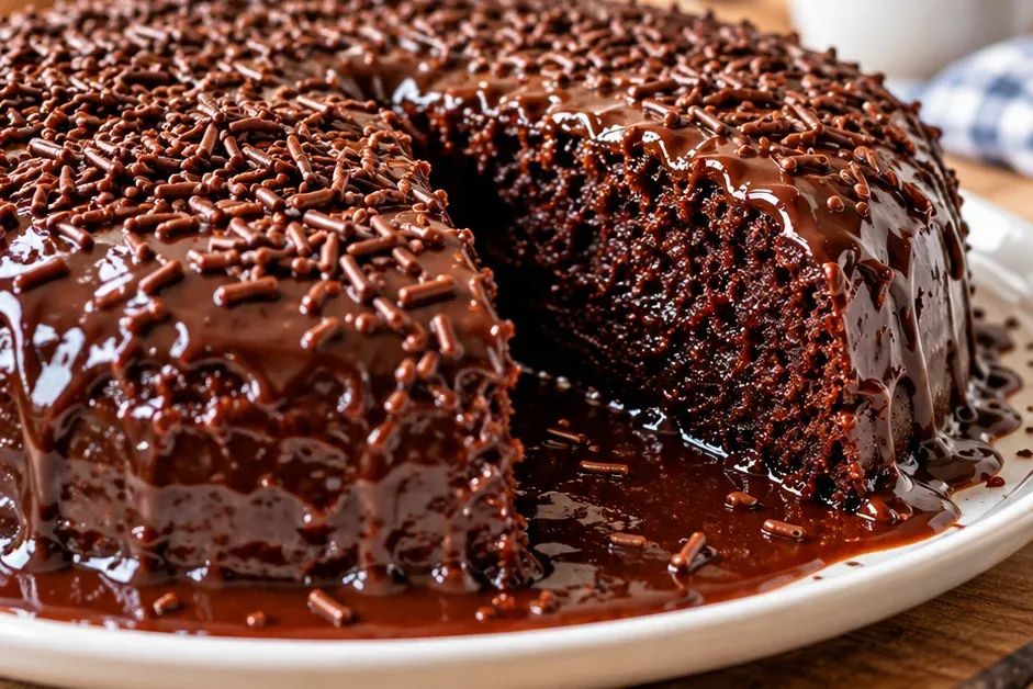 Outra foto de bolo de Chocolate Molhadinho