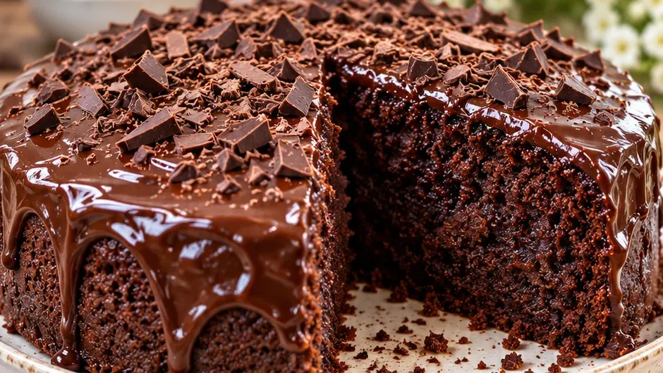 Foto de bolo de Chocolate Vegano pronto para servir
