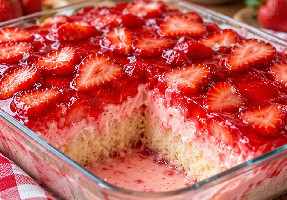 Outra foto de bolo Gelado de Gelatina de Morango