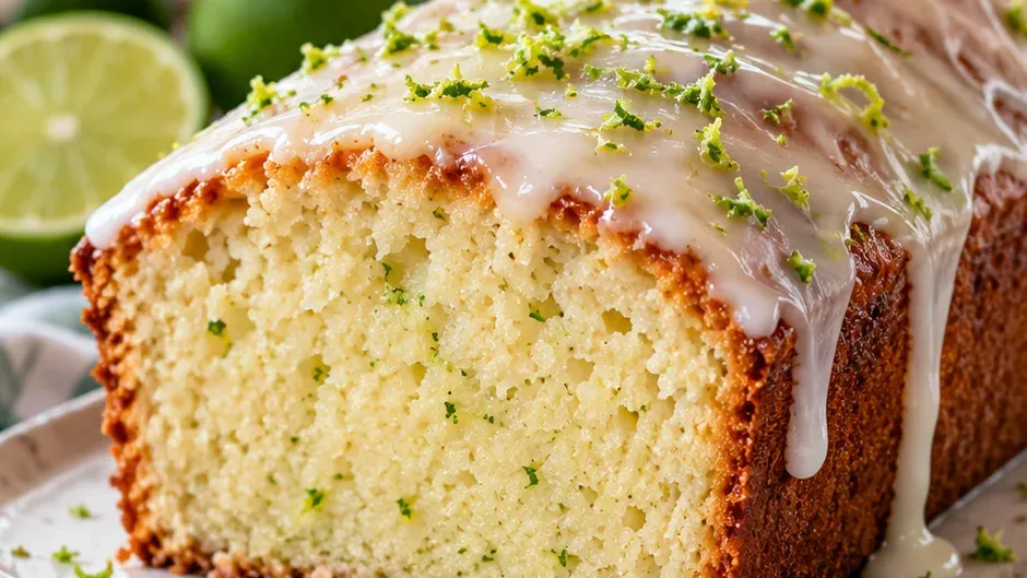 Foto de bolo Inglês de Limão (Key Lime) pronto para servir