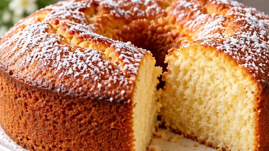 Foto de bolo Simples de Baunilha Fofinho pronto para servir