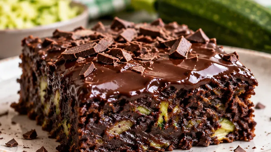 Foto de brownies de Abobrinha Bem Cremosos com Cobertura de Chocolate pronto para servir