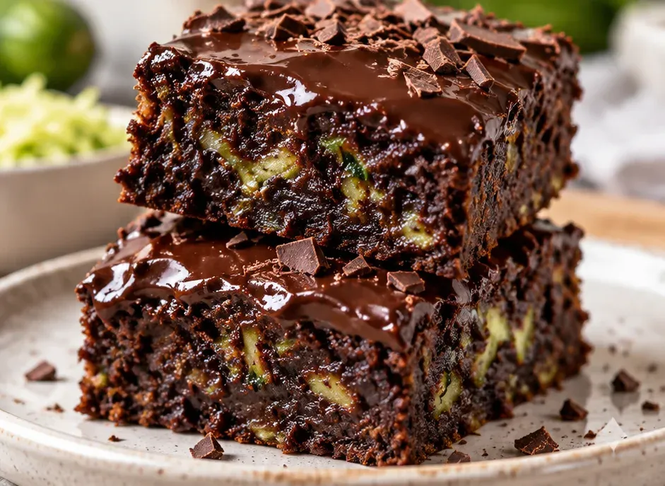 Outra foto de brownies de Abobrinha Bem Cremosos com Cobertura de Chocolate