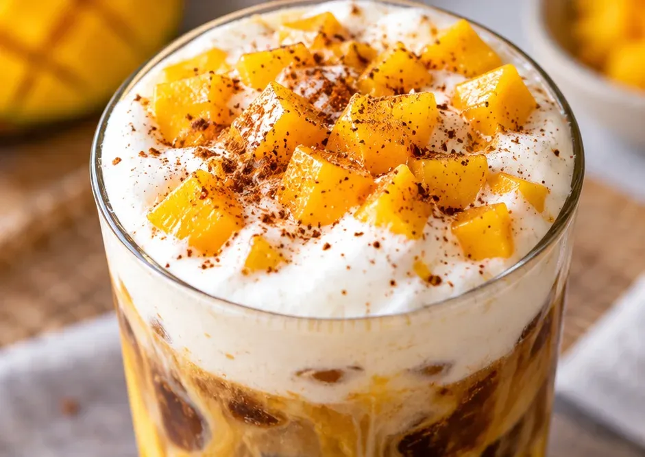 Outra foto de café Gelado de Manga com Cold Foam