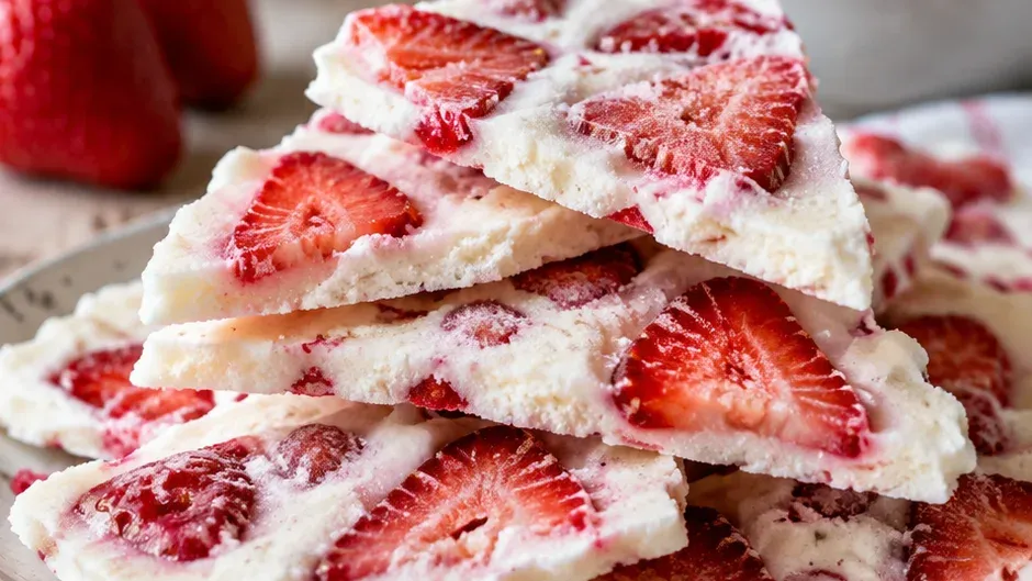 Foto de casquinha de Iogurte Congelado com Morango pronto para servir