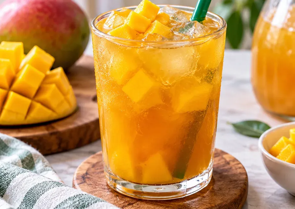 Outra foto de chá Gelado Refrescante de Manga Estilo Starbucks