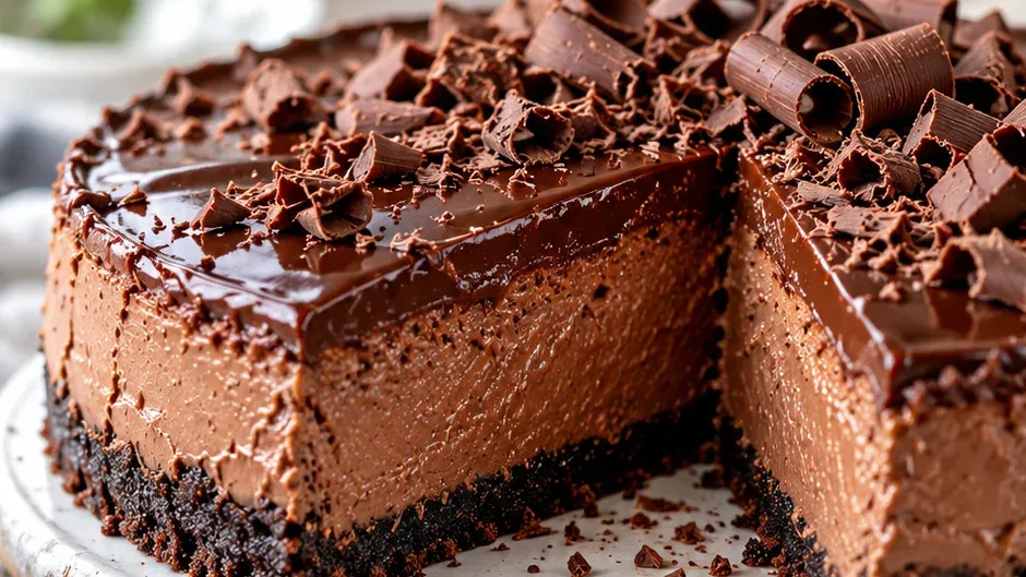 Foto de cheesecake de Chocolate pronto para servir