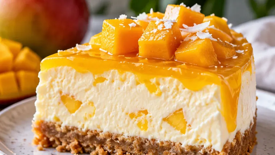 Foto de cheesecake de Manga Sem Forno pronto para servir