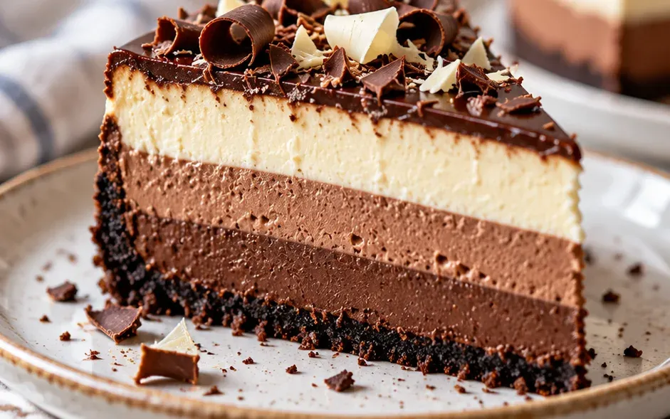 Outra foto de cheesecake Três Chocolates