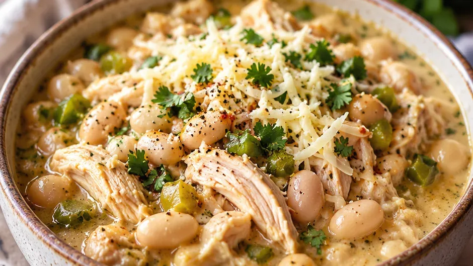 Foto de chili Branco de Frango com Feijão Branco pronto para servir