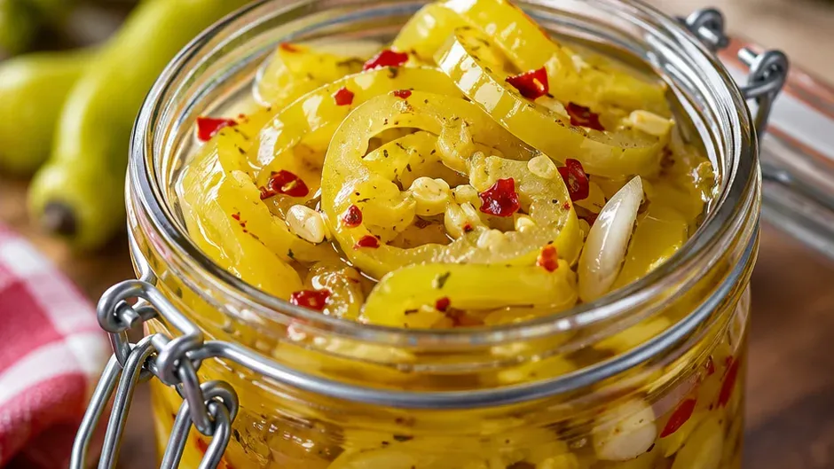 Foto de conserva de Pimenta-Banana para Sanduíches e Hambúrgueres pronto para servir