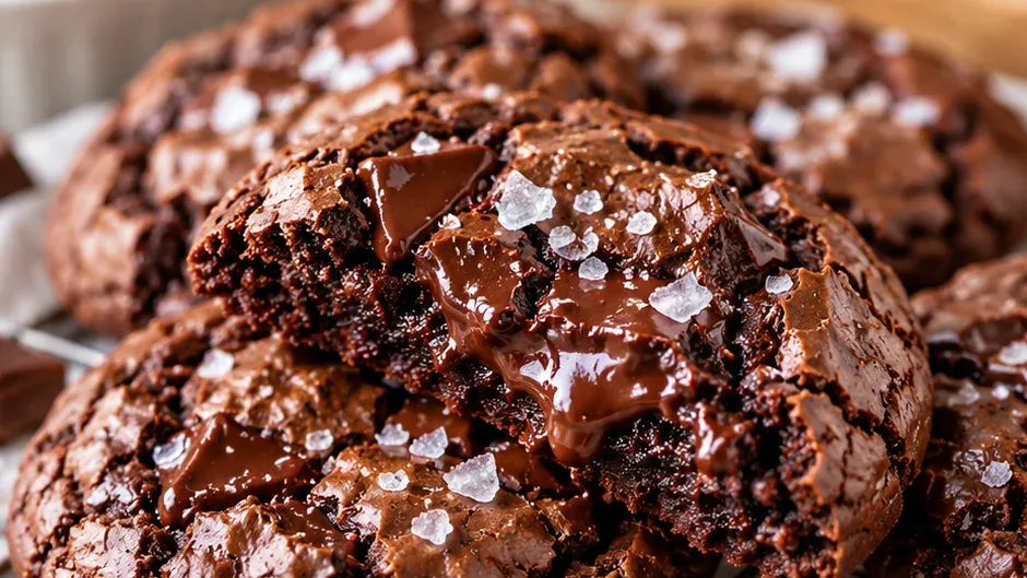 Foto de cookies de Brownie com Flor de Sal pronto para servir