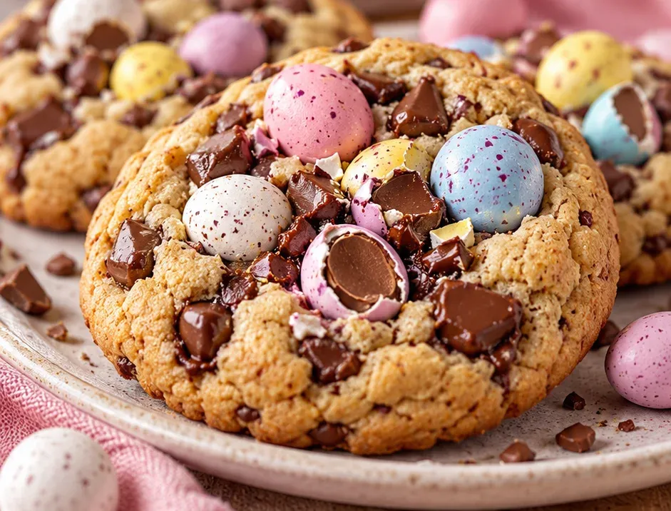 Outra foto de cookies de Páscoa com Mini Ovinhos de Chocolate