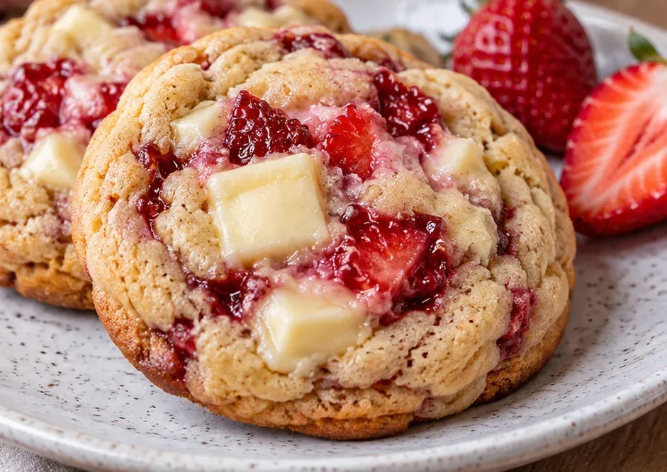 Outra foto de cookies Recheados com Cheesecake de Morango