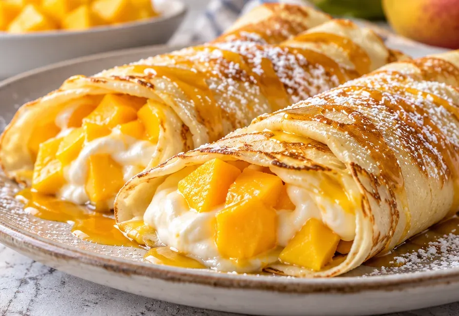 Outra foto de crepes Recheados com Creme de Iogurte e Manga
