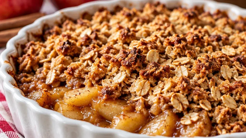 Foto de crumble de Maçã com Aveia Fácil pronto para servir