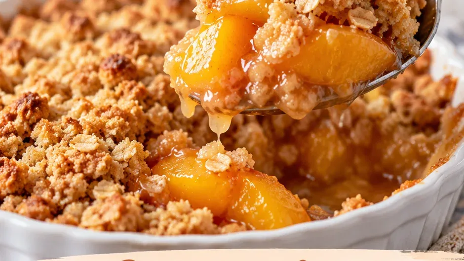 Foto de crumble de Pêssego em Calda Fácil pronto para servir