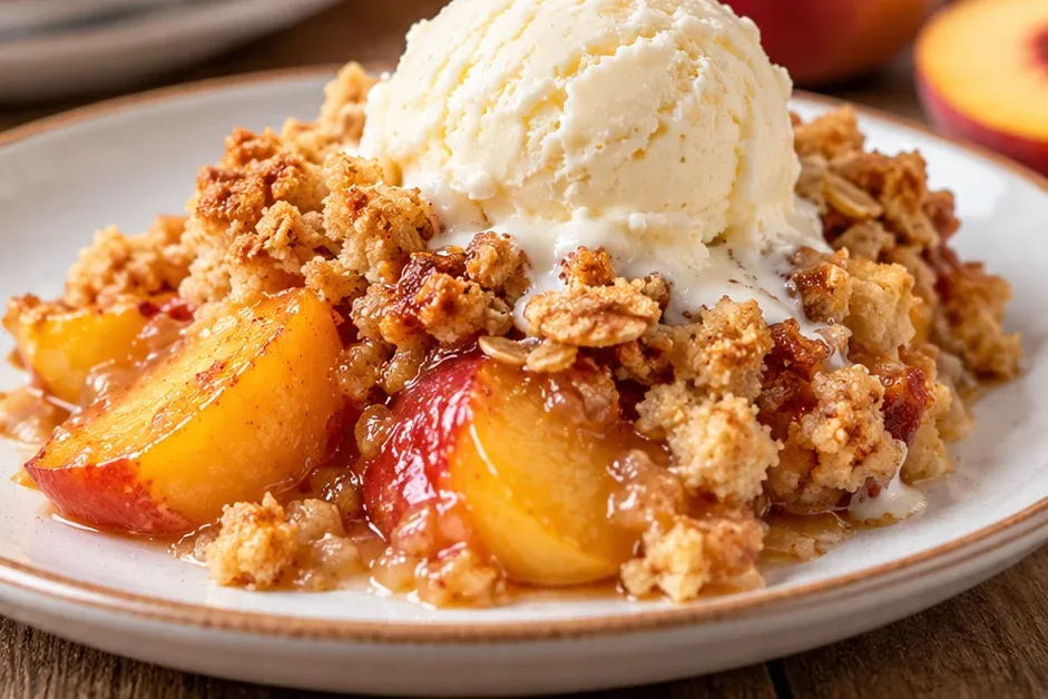 Outra foto de crumble de Pêssego Tradicional com Pêssegos Frescos