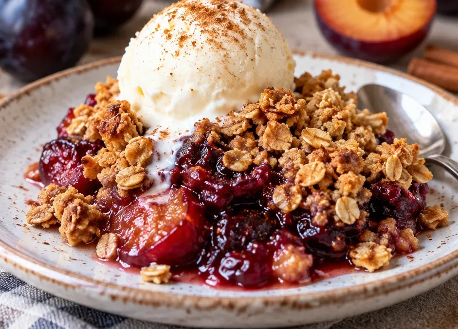 Outra foto de crumble Fácil de Ameixa com Cobertura de Aveia e Canela