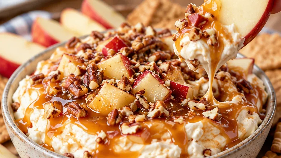 Foto de dip Doce de Cream Cheese com Maçã e Caramelo pronto para servir