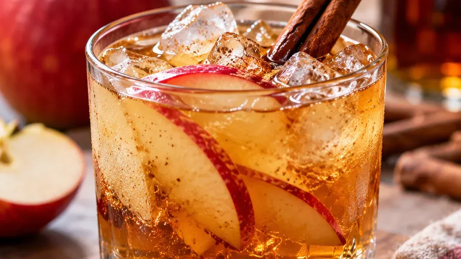 Foto de drink de Maçã com Bourbon e Canela pronto para servir