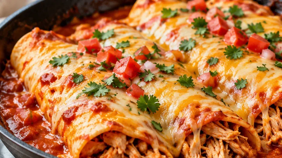 Foto de enchiladas de Frango na Frigideira pronto para servir
