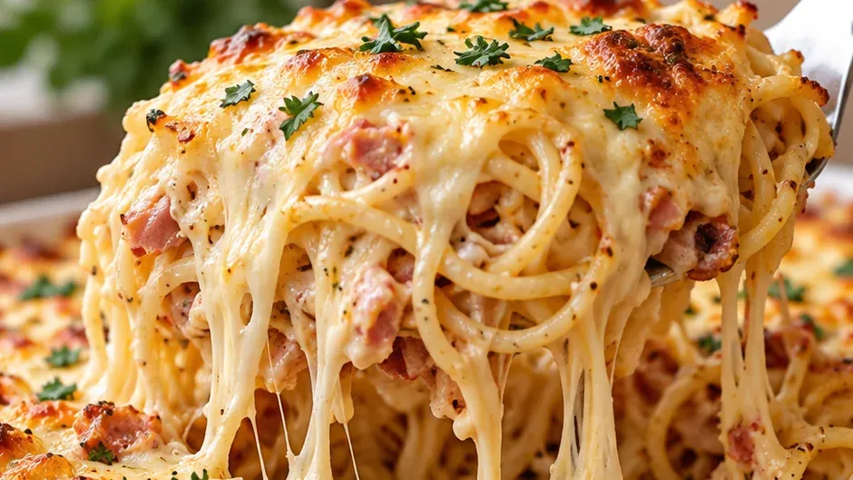 Foto de espaguete de Forno com Cream Cheese pronto para servir