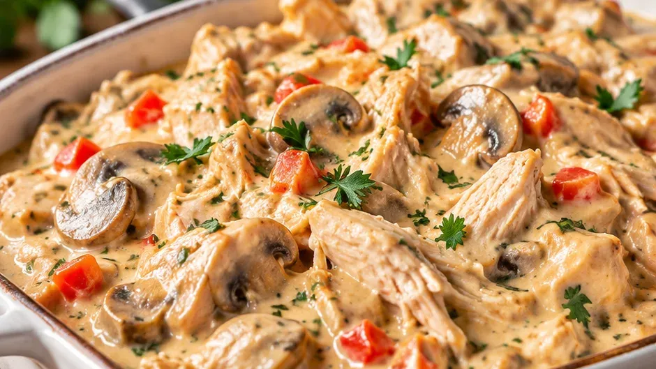 Foto de frango à la King Cremoso pronto para servir
