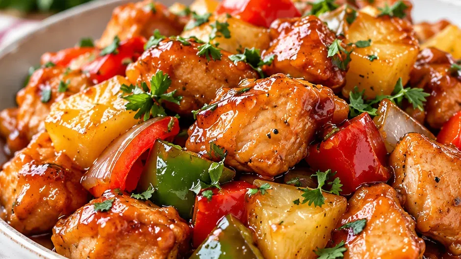 Foto de frango Agridoce pronto para servir