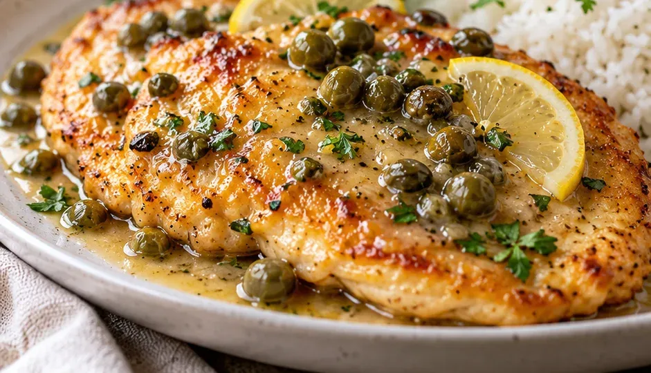 Outra foto de frango ao Molho de Limão e Alcaparras (Piccata)