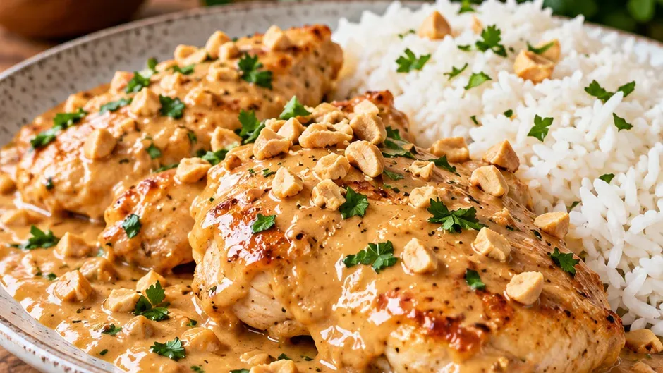 Foto de frango ao Molho de Pasta de Amendoim pronto para servir