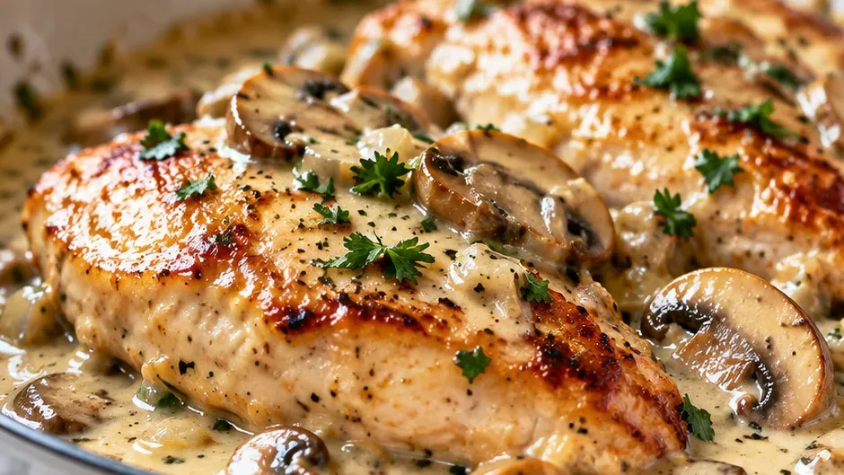 Foto de frango ao Molho de Vinho Branco pronto para servir