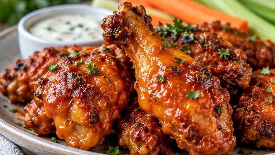 Foto de frango Buffalo com Bolinhos de Massa no Forno pronto para servir