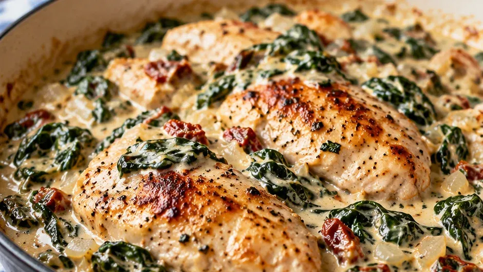 Foto de frango Cremoso com Espinafre pronto para servir
