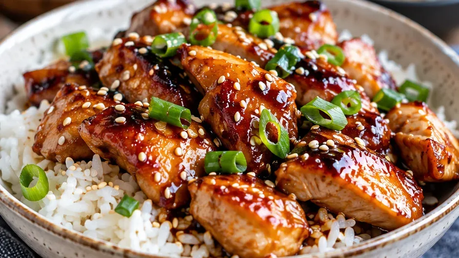Foto de frango Teriyaki pronto para servir