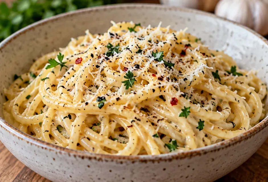 Outra foto de macarrão Cremoso com Manteiga e Alho para Jantares Rápidos