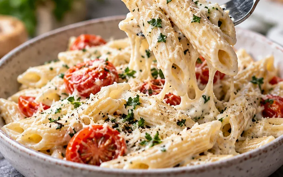 Outra foto de macarrão Cremoso Saudável com Molho de Iogurte Grego