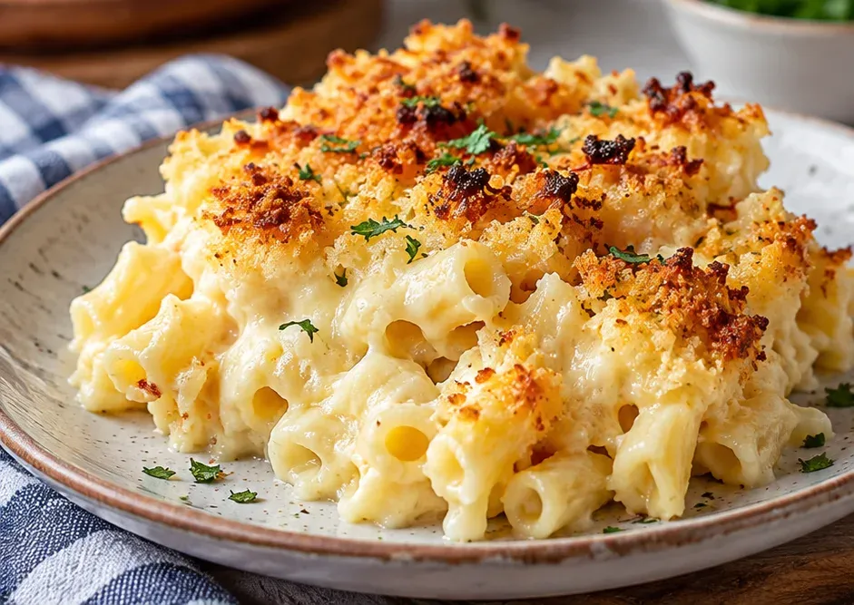 Outra foto de macarrão de Forno com Queijo e Cobertura Crocante