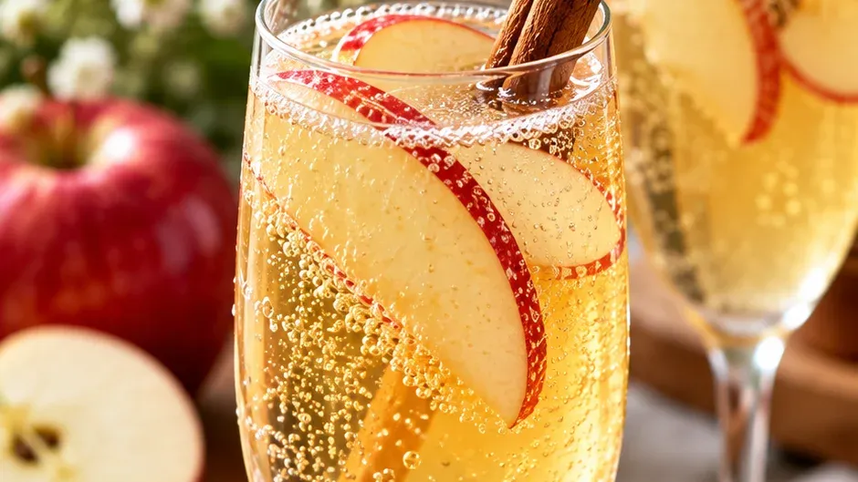 Foto de mimosa de Maçã com Espumante pronto para servir