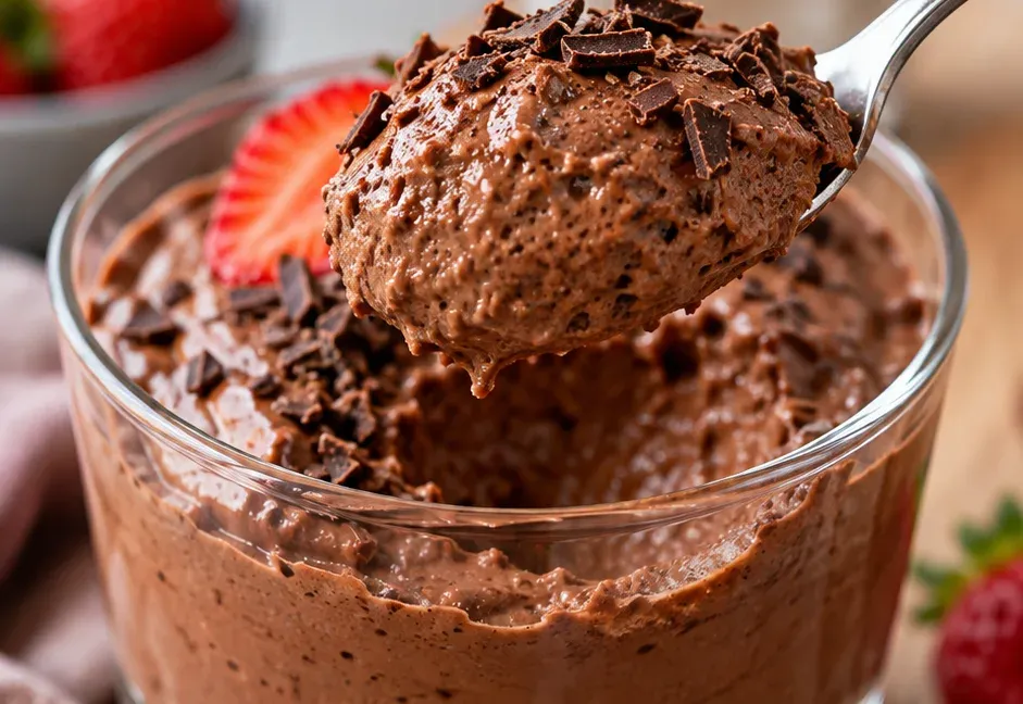 Outra foto de mousse de Chocolate com Iogurte e 3 Ingredientes (Sobremesa Proteica)