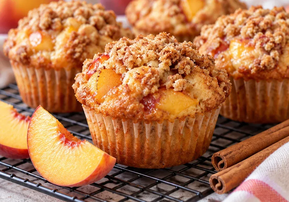 Outra foto de muffins Fofinhos de Pêssego com Streusel de Canela
